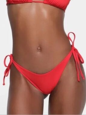 SKIMS Ruby Red Recycled Swim Dippy Tie Bikini Bottom